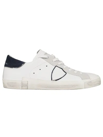 Philippe Model Prsx Low Man Blanc/bleu Sneakers In Blue