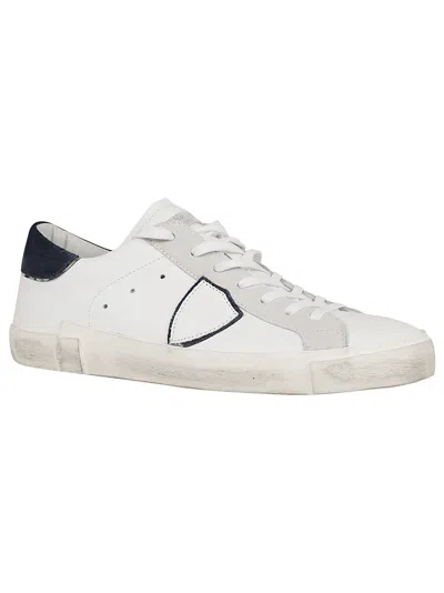 Philippe Model Prsx Low Man Blanc/bleu Sneakers In Blue