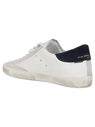 Philippe Model Prsx Low Man Blanc/bleu Sneakers In Blue
