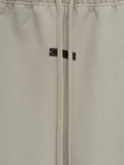 Essentials Drawstring Side-split Trousers In White