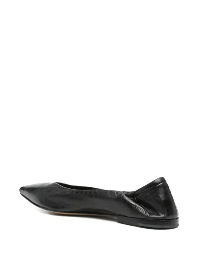 Pomme D'or Glove Pointed-toe Leather Ballet Flats In Black