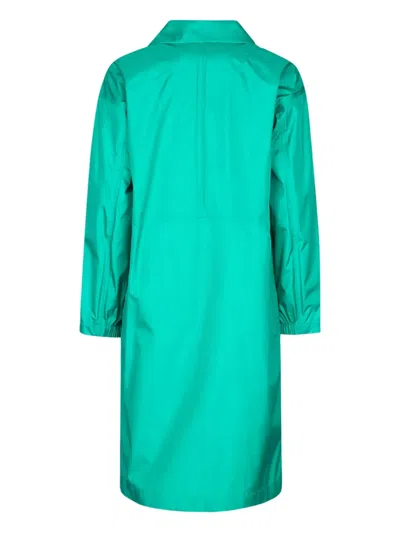 Add Button-fastening Collared Coat In Green