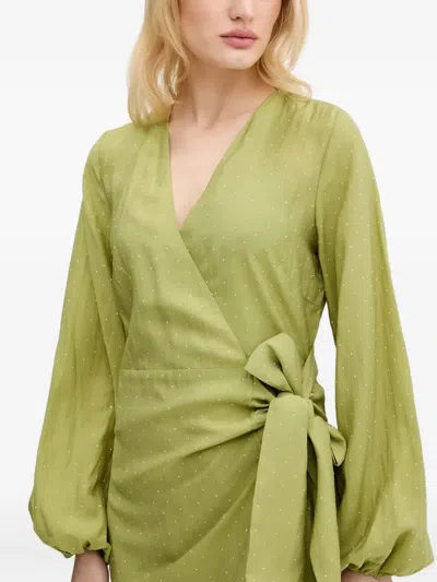 缀饰迷你裹身式连衣裙