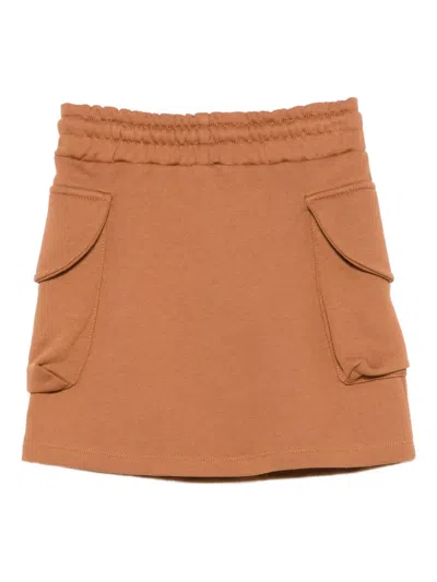Msgm Flap-pocket Drawstring Skirt In Brown