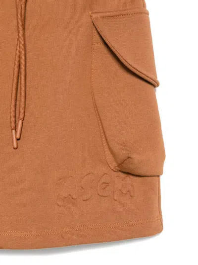 Msgm Flap-pocket Drawstring Skirt In Brown