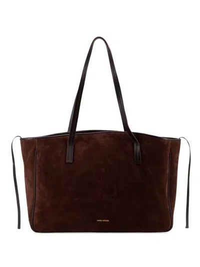 Manu Atelier Shoulder Bag Xl Du Jour In Suede In Brown