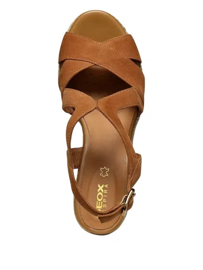 Geox Crossover Wedge Espadrilles In Brown