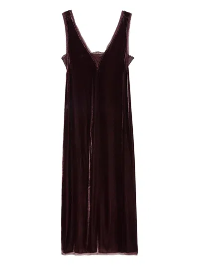 Zadig & Voltaire Womens Burgundy Renzo V-neck Silk And Velvet-blend Midi Dress Xs In Burgundy
