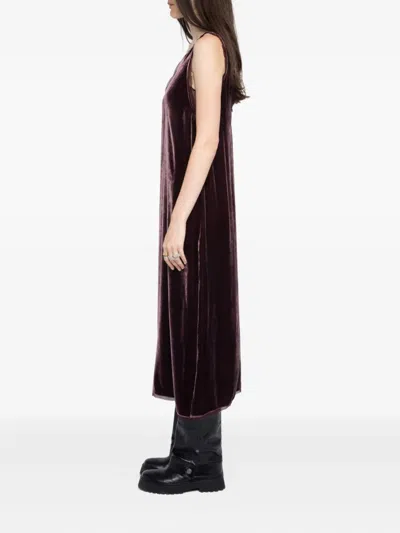 Zadig & Voltaire Womens Burgundy Renzo V-neck Silk And Velvet-blend Midi Dress Xs In Burgundy