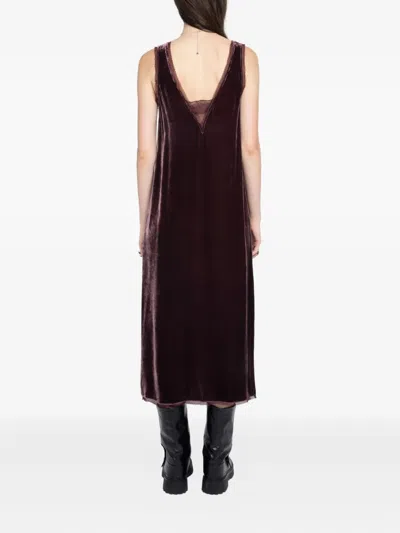 Zadig & Voltaire Womens Burgundy Renzo V-neck Silk And Velvet-blend Midi Dress Xs In Burgundy