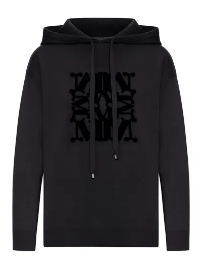 Max Mara Women Pamir Virgin Wool Sweater With Maxmaragram Flocked Motif In Black