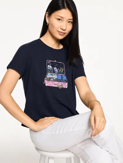 Talbots Plus Petite - Luggage Crewneck T-shirt - Blue - 2x  In Blue