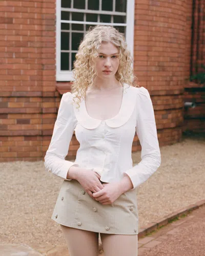 My Mum Made It Curved Collar Button Shirt In White