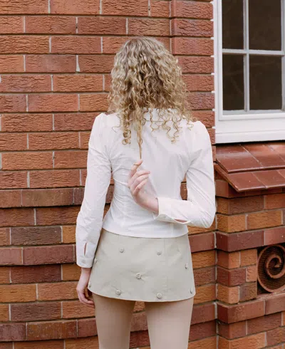 My Mum Made It Curved Collar Button Shirt In White