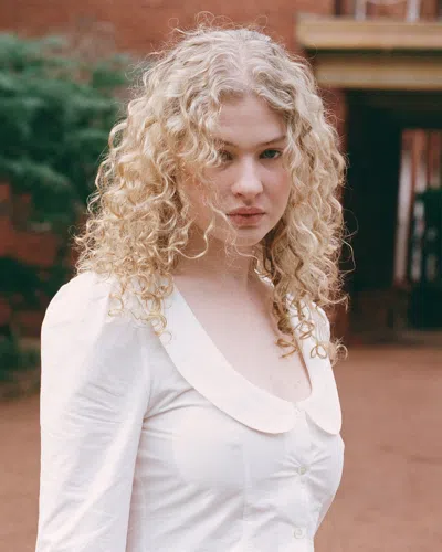 My Mum Made It Curved Collar Button Shirt In White