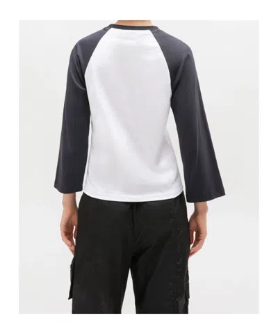 Ganni T-shirt In Cotone Bicolor  Donna In Black