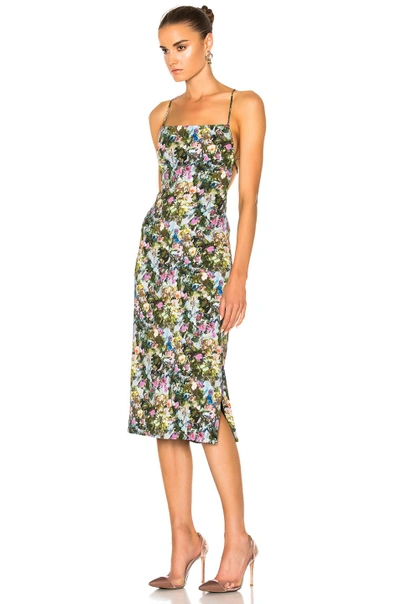 Shop Cushnie Et Ochs Donna Open Back Lace Up Dress In Green, Floral. In Floral Print