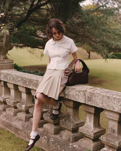 My Mum Made It Structured Box Pleat Midi Skirt In Brown