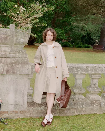 My Mum Made It Structured Box Pleat Midi Skirt In Brown