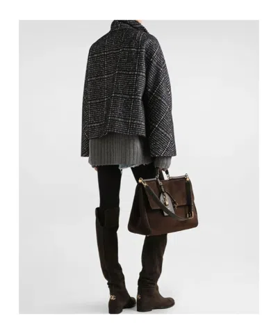 Dolce & Gabbana Short Double-breasted Checked Coat Dolce E Gabbana In Black