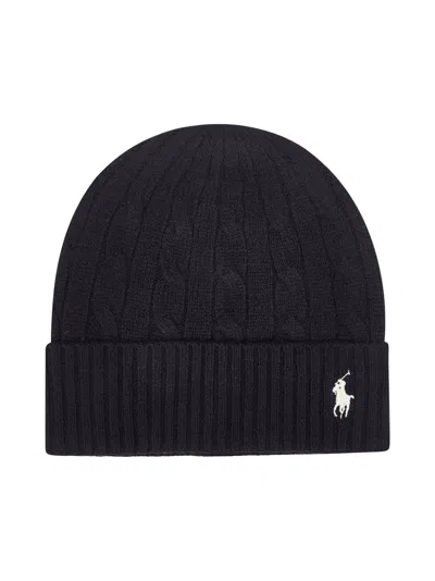 Polo Ralph Lauren Black Cable-knit Wool And Cashmere Beanie In Black