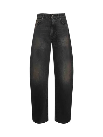Haikure Washed Dark Grey Jeans With Classic Five-pocket Design In Black