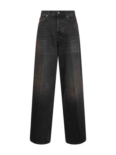 Haikure 'korea' Grey Jeans With Faded Effect And Logo Patch On The Back In Cotton Woman In Black