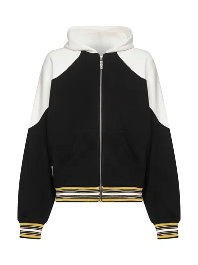 Pdf Colour-block Zip-up Hoodie In Black