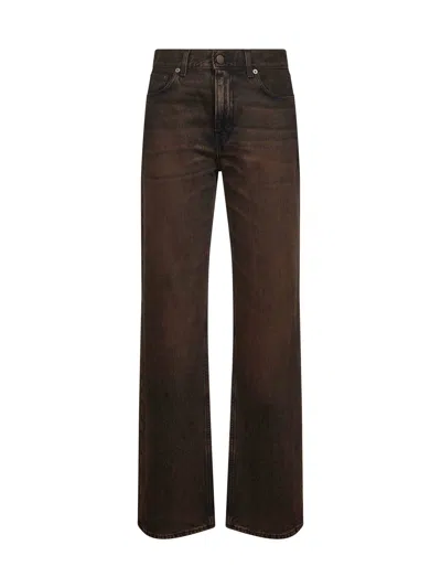 Haikure Brown Vintage Effect Korea Jeans In Multi