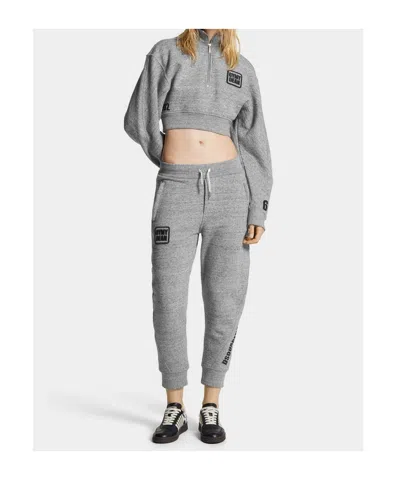 Dsquared2 Gym Dean Drawstring Logo Tack Pants In Gray