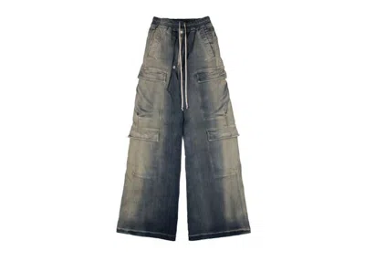 Pre-owned Rick Owens Men's  Drkshdw Edfu Double Cargo Pant Jumbo Belas Degrade Stretch Denim In Mineral Pearl