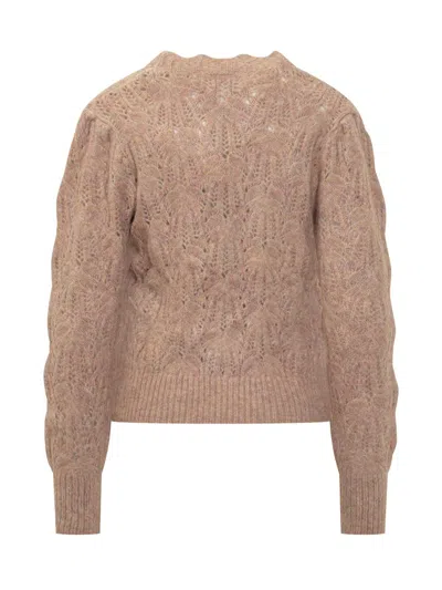Isabel Marant Étoile Puff-sleeve Open-knit Sweater In Blue