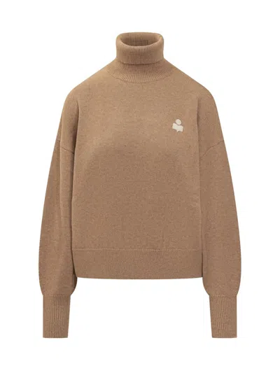 Isabel Marant Étoile Isabel Marant Etoile Nashas Turtleneck Sweater With Embroidered Logo In Brown