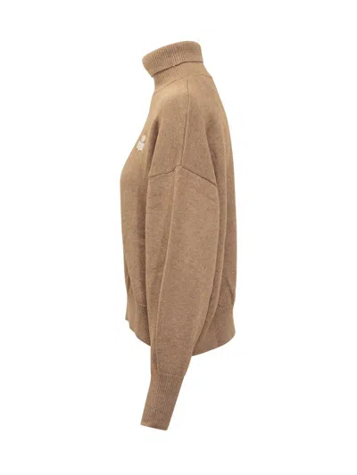 Isabel Marant Étoile Isabel Marant Etoile Nashas Turtleneck Sweater With Embroidered Logo In Brown