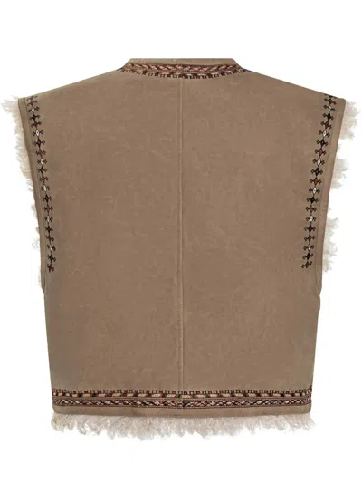 Isabel Marant Étoile Clemencia Suede Short Vest With Shearling Lining Clothing In Brown