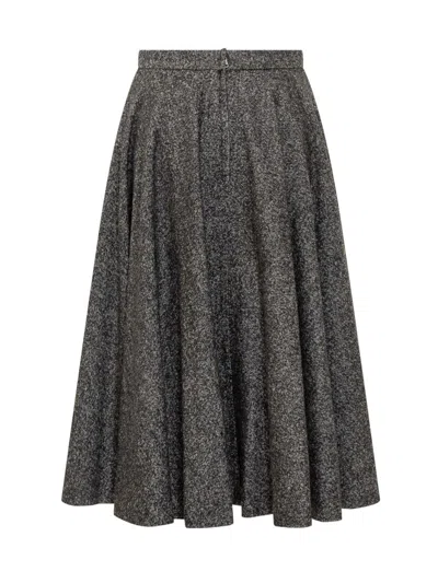 Dolce & Gabbana Midi Circle Skirt In A Dotted Wool Blend Dolce E Gabbana In Gray