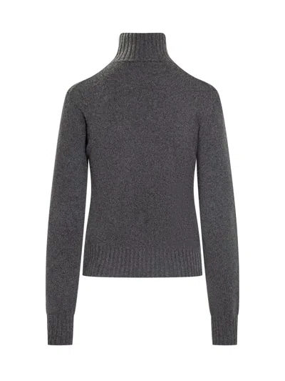 Ami Alexandre Mattiussi Fine Knit Cashmere Sweater With Classic Crew Neckline In Gray