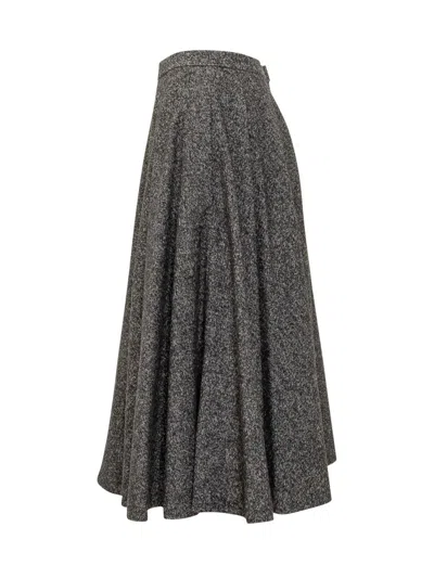 Dolce & Gabbana Midi Circle Skirt In A Dotted Wool Blend Dolce E Gabbana In Gray