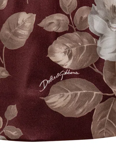 Dolce & Gabbana Dolce&gabbana Burgundy Satin Dress With Floral Print Women In Multi