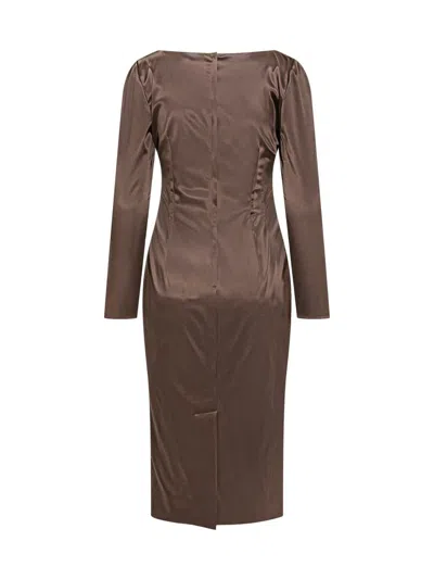 Dolce & Gabbana Stretch Satin Dress In Brown