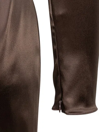 Dolce & Gabbana Stretch Satin Dress In Brown