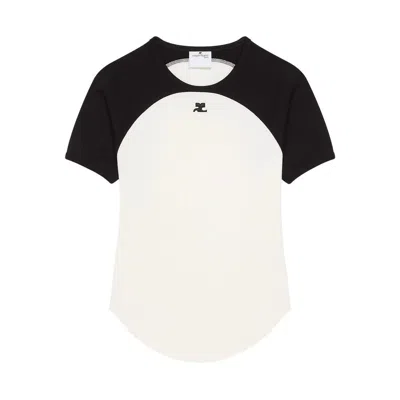 Courrèges Circle Contras T-shirt Woman Black And White In White