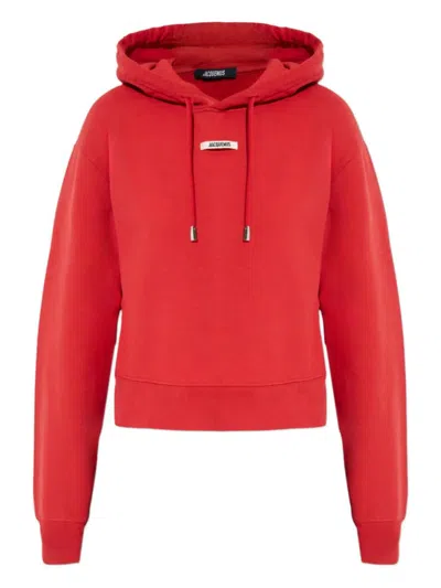 Jacquemus Le Hoodie Gros Grain Cotton Hoodie In Red