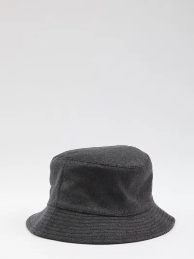 Jacquemus Le Bob Embroidered Wool Bucket Hat In Gray