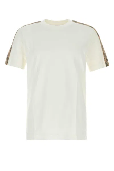 Burberry Checked Cotton-jersey T-shirt In Neutral