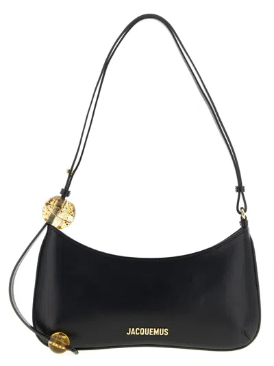 Jacquemus Le Bisou Perle Smooth Leather Bag In Black
