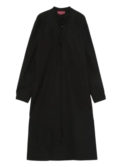 Gucci Mini Dress With Long Sleeves And Belted Waist In Black