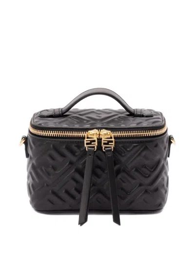 Fendi Black Calf Leather Bos Taurus Shoulder Bag In Black