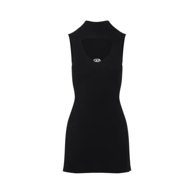Diesel Mini Wool Dress With Inlay In Black