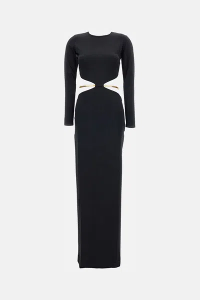 Elisabetta Franchi Black Cut-out Knitted Dress In Black